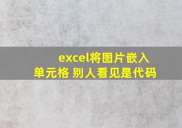 excel将图片嵌入单元格 别人看见是代码